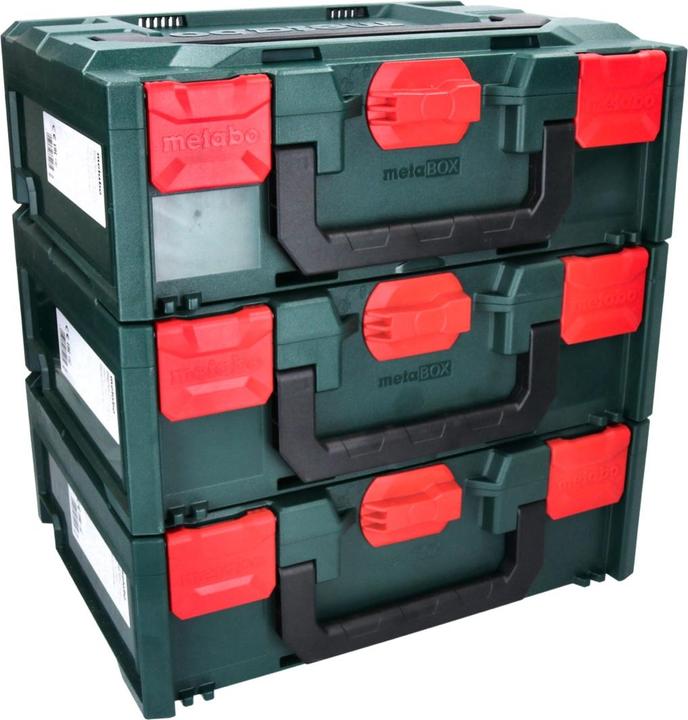 Produktbild Metabo metaBOX 145 Set 3x System Werkzeug Koffer Stapelbar 396 x 296 x 145 mm - ohne Einlage (3 Teile)