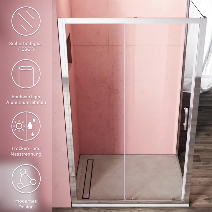Immagine prodotto SONNI Cabina doccia 120x90cm Cabina doccia con porta scorrevole Cabina doccia (120 cm, 170 cm, 185 cm)