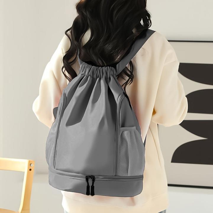 Produktbild Only-Bags.Store Grosse Kapazität Drawstring Rucksack, tragbare Lagerung Rucksack mit Seite Mesh-Taschen, Basketball (20 l)