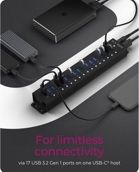 Immagine prodotto Icy Box IB-HUB1717-U3 (USB-C, 17 Porti)