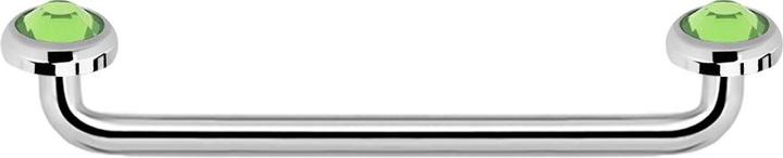 Image du produit Star Piercing Surface Barbell femelle argent 90° avec deux disques cristal vert clair (Acier chirurgical 316L)