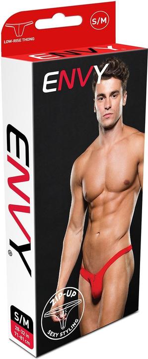 Actual product image Envy Microfiber Lowrise Zip Thong L/XL Red (L, XL)