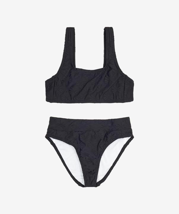 Actual product image Olaian Bikini Surfen Mädchen Bustier hoher Taillenbund 500 Lao Miami schwarz (140)