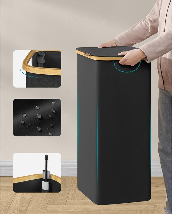 Image du produit Songmics Panier à linge 90 l, noir (90 l)