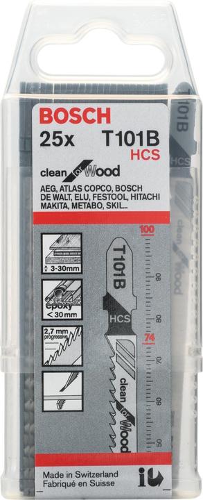 Image du produit Bosch Professional Zubehör Lame de scie sauteuse T 101 B Clean for Wood, pack de 25