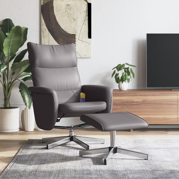 Produktbild VidaXL Massagesessel mit Fusshocker Grau Kunstleder,Farbe
