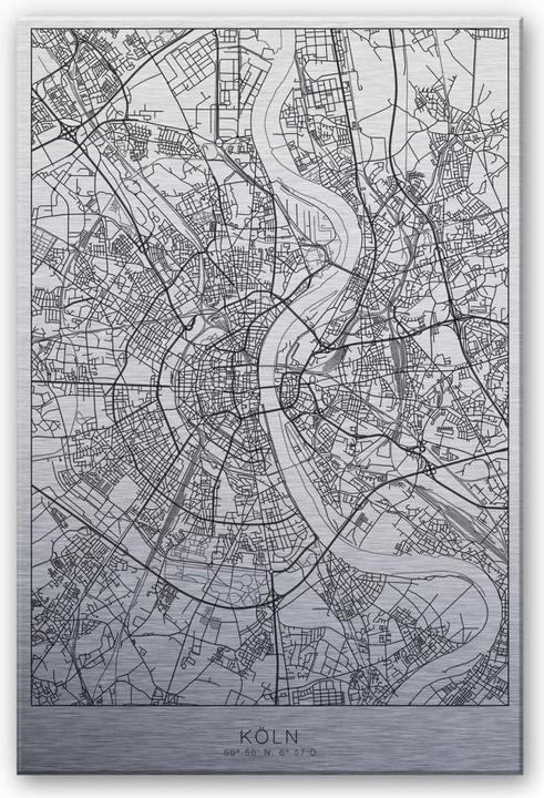 Actual product image Trenddeko Silver Effect City Map Cologne (75 x 120 cm)
