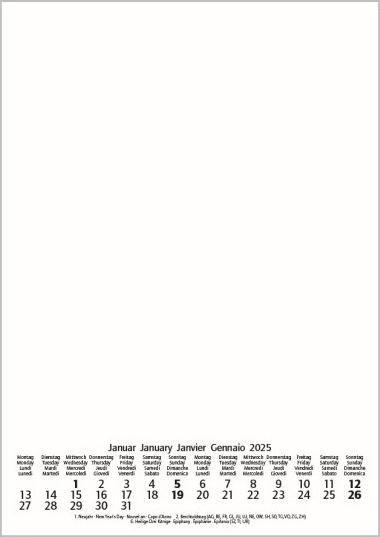 Blankokalender A4 Ch Weiss (21 x 29.7 cm)