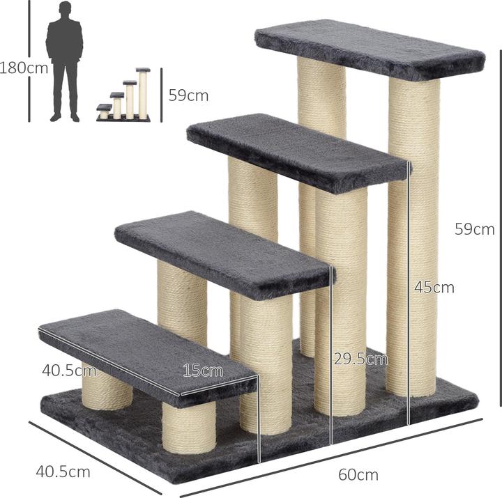 Immagine prodotto PawHut Scale per gatti (61 cm, Grigio)