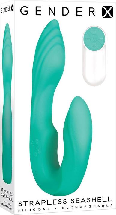 Actual product image Gender X Evolved Novelties - - Strapless Seashell - Rechargeable Silicone Dual Vibrator with Remote