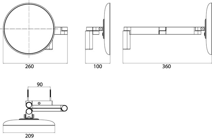 Produktbild Emco LED-Rasier-/Kosmetikspiegel EVO rund, Wandmodell, 2-armig 3-fach schwarz
