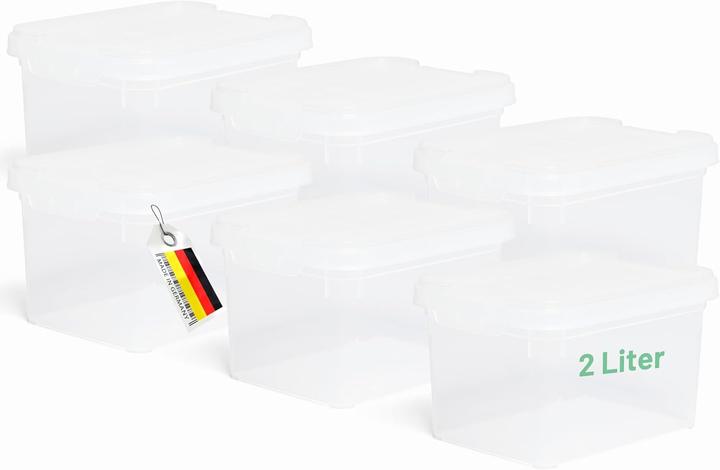 Produktbild Novaliv 6x Aufbewahrungsboxen mit Deckel klein 2 L transparente Nestbar stapelbare Plastikboxen mit (2 l)