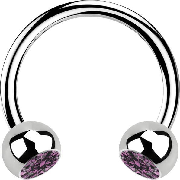 Produktbild Star Piercing Micro Circular Barbell silber mit zwei Kugeln Kristall hellviolett (Chirurgenstahl 316L, ohne Messing)