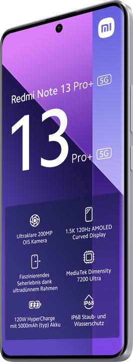Actual product image Xiaomi Redmi Note 13 Pro+ 5G (256 GB, Aurora Purple, 6.67", Dual SIM, 200 Mpx, 5G)