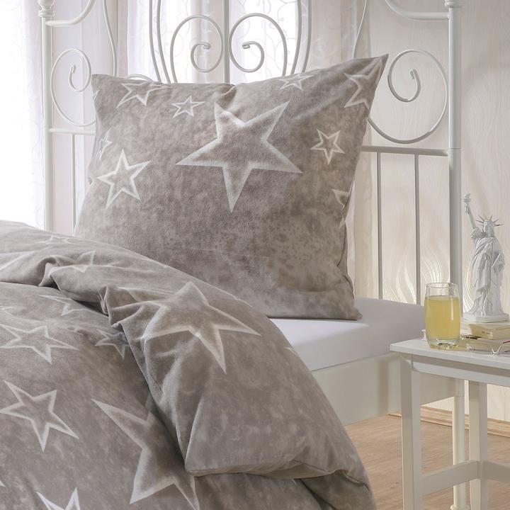 Produktbild BettwarenShop Sterne taupe (Bettwäsche Set, 155 x 220 cm, 80 x 80 cm)