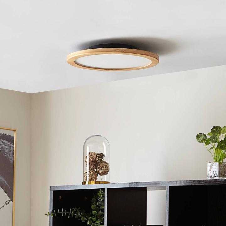 Actual product image Lucande Joren LED ceiling light round wood Ø 37.5cm (1310 lm)