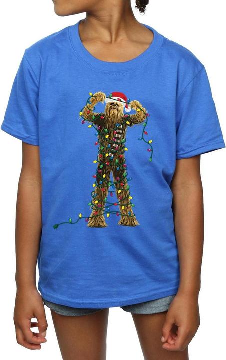 Actual product image Star Wars Girls Chewbacca Christmas Lights Cotton T-Shirt (116)