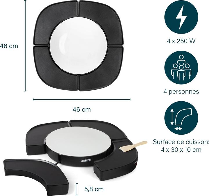 Immagine prodotto Princess 103070 Dinner4all Circle - 4 griglie individuali - 4 x 250 W - Spatola inclusa