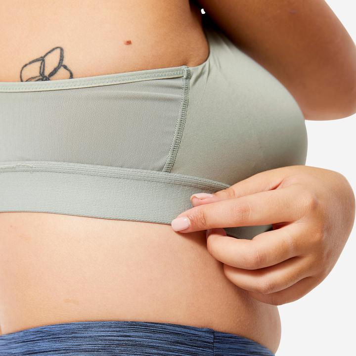 Image du produit Decathlon Bustier fort maintien coussinets réglables - vert sauge (S)