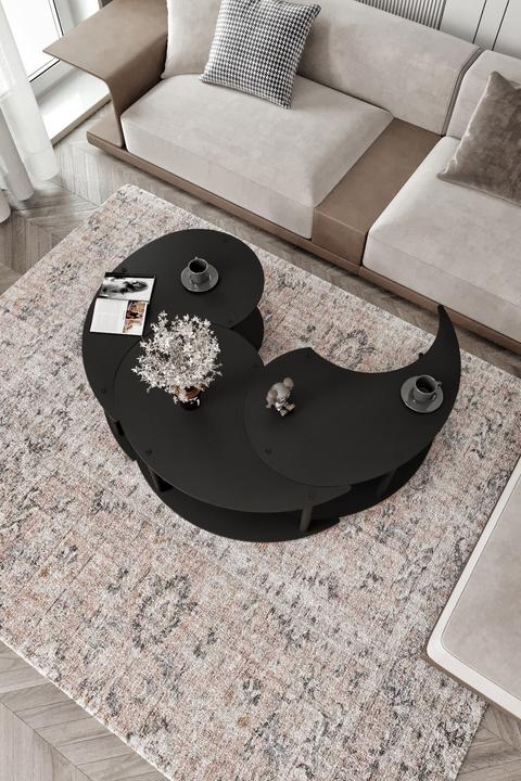Actual product image Hanah Home Yin Yang Coffee Table 3 Set (70 x 38 x 70 cm)