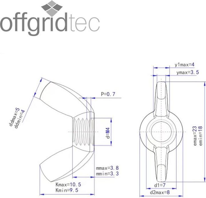 Produktbild Offgridtec Flügelmuttern M4 Edelstahl A2 V2A 304 DIN315 15 Stk. (M4, M12, M10, M16, M5, M6, M3, M8)