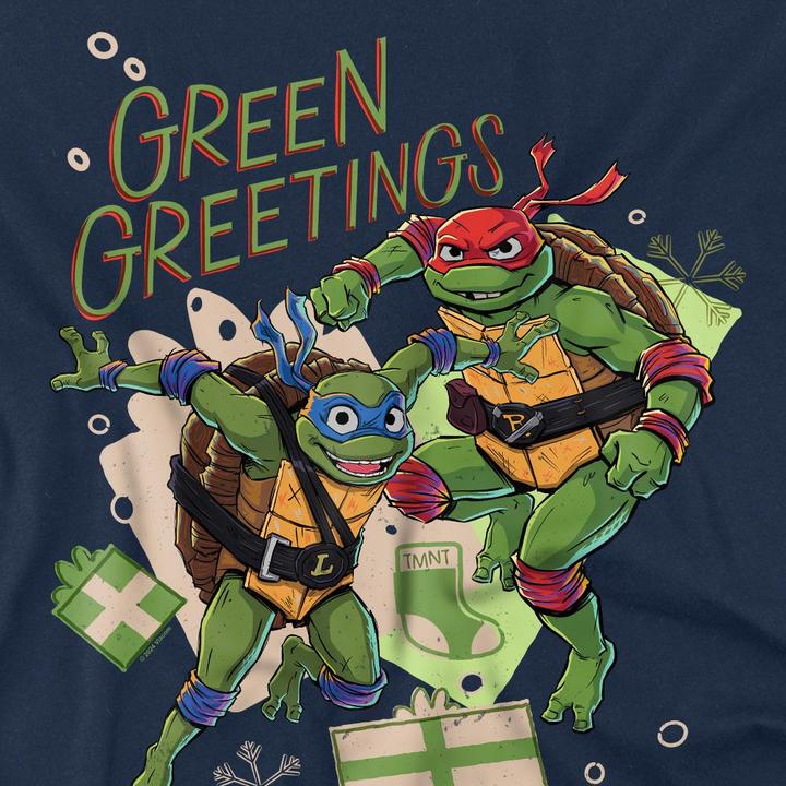 Actual product image Teenage Mutant NT Mens Christmas Greetings Leonardo & Raphael T-Shirt (XXL)