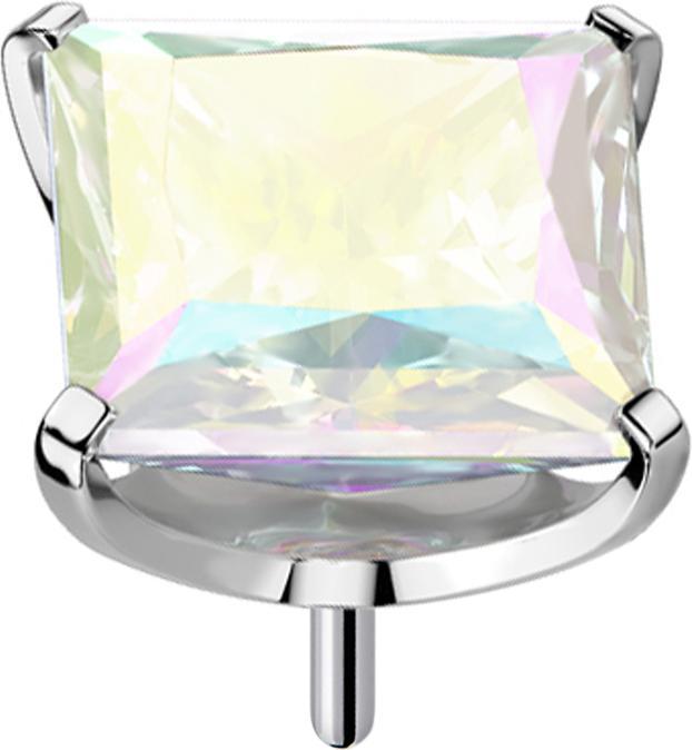 Actual product image Star Piercing Threadless silver with square crystal multicolour setting (without brass, Titanium G23)