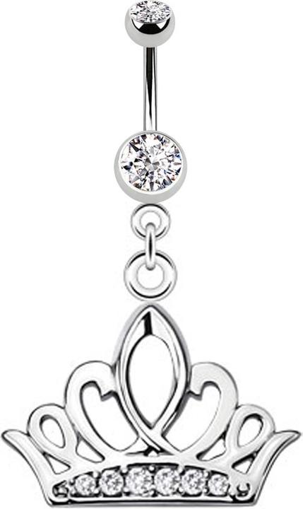 Produktbild Star Piercing Banane silber mit Anhänger Tiara Krone silber (Chirurgenstahl 316L, ohne Messing)