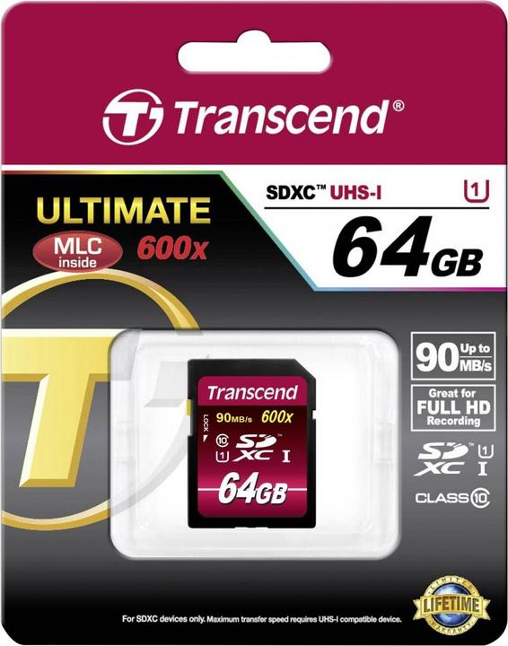 Immagine prodotto Transcend SDXC Ultimate 600x (64 GB, SDXC, U1, UHS-I)