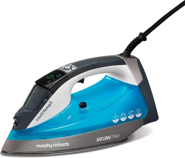 Image du produit Morphy Richards Saturn Steam Intellitemp Dry & Steam iron Plaque de base en céramique Black, Blue, Grey (2400 W)