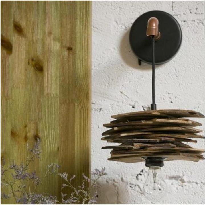 Immagine prodotto Gie El LGH0244 - Lampada da parete SHINGLE rame/legno (E27)