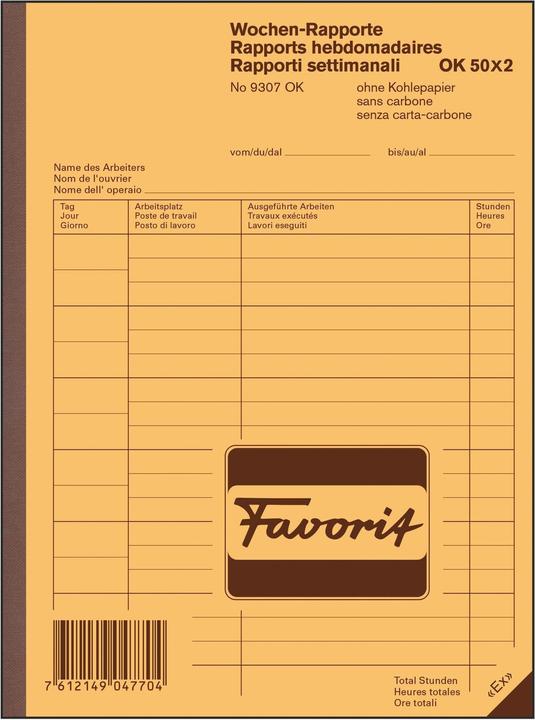 Produktbild Favorit Wochen Rapport (100 x)