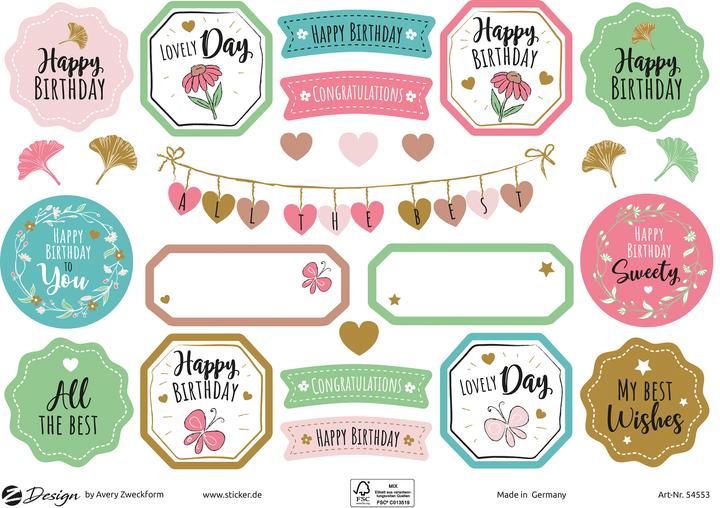 Image du produit Avery Autocollant A5 DEKO Happy Birthday