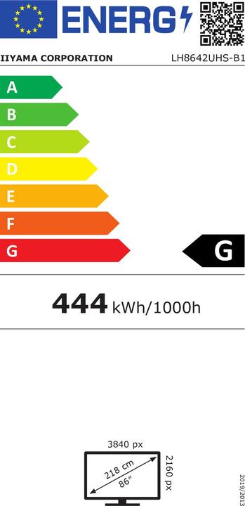 Energie-Label iiyama LH8642UHS-B1 (3840 x 2160 Pixel, 85.83")