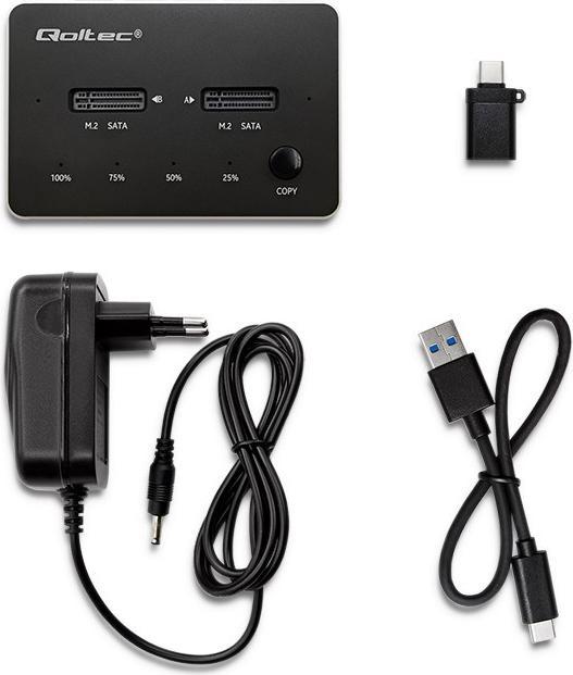 Produktbild Qoltec 50310 Drive docking station (M.2 2280, M.2 22110, M.2 2230, M.2 2260, M.2 2242)