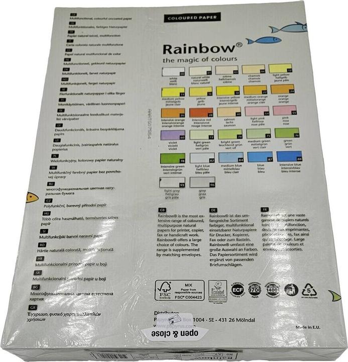 Immagine prodotto Rainbow Carta multifunzionale a colori DIN A3 80g/m² grigio 500 fogli/confezione. (80 g/m², 500 x, A3)