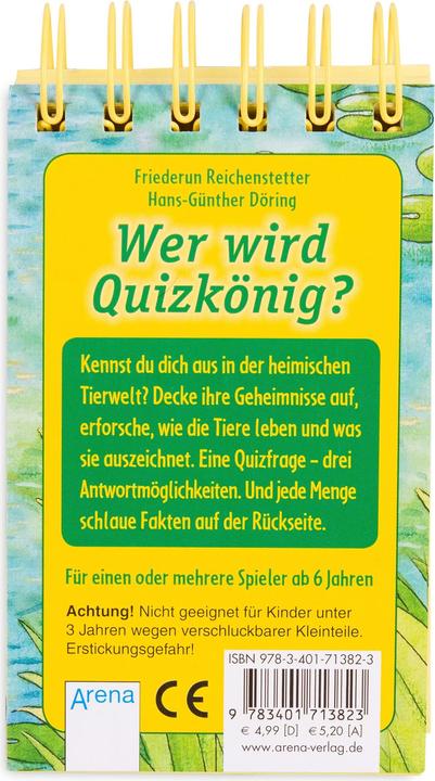 Produktbild Arena Lernspiel Rate dich schlau! Die Ente und die Tiere am Fluss und Teich Quiz (Deutsch, Reichenstetter, Helen, Friederun/Döring, Hans-Günther/Seeberg, 2019)