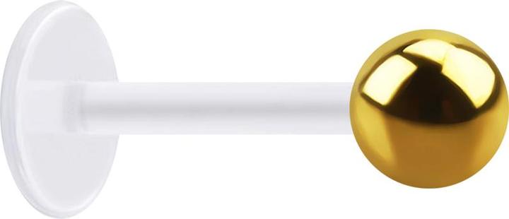 Star Piercing Micro Labret transparent mit Kugel vergoldet (Chirurgenstahl 316L, ohne Messing, Bioflex)