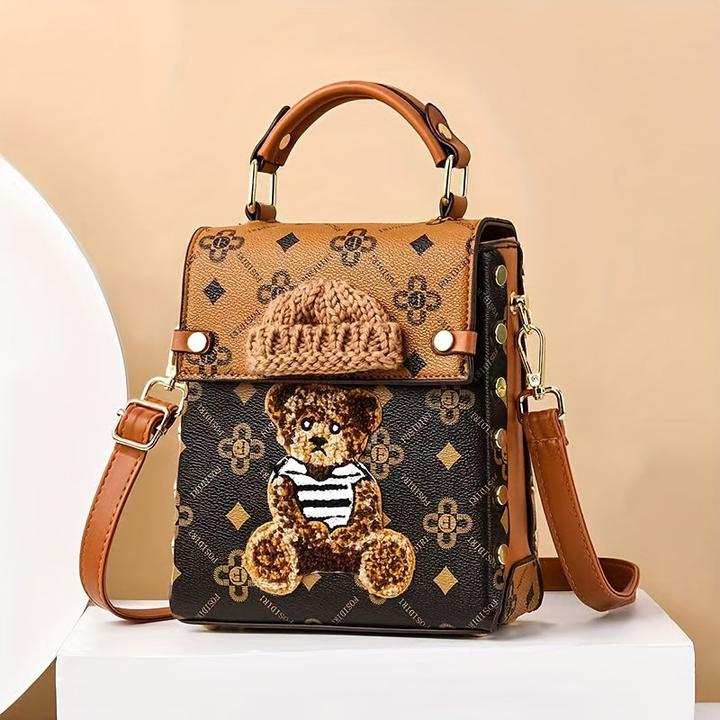 Image du produit Only-Bags.Store Mini sac à dos, cuir PU, design ourson mignon, sac mobile, sac à main élégant