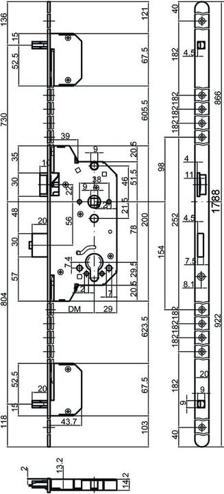 Actual product image MSL Safety multipoint locking devices PANIK TRIBLOC 1859 PE-ZF (Profile cylinder)