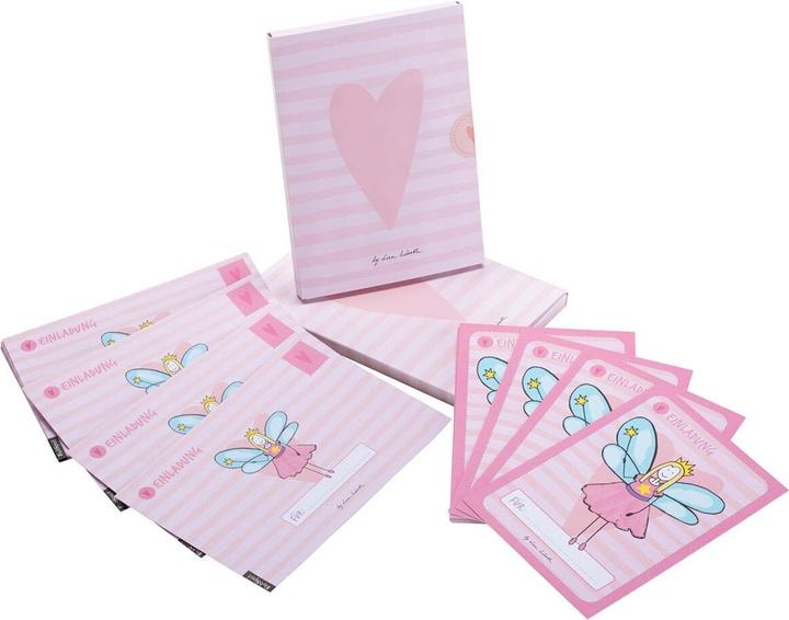 Produktbild 12 Einladungskarten Geburtstag Mädchen (Feen). Handgemachte Einladungskarten Kindergeburtstag incl. (A6, Kariert, Harter Einband)