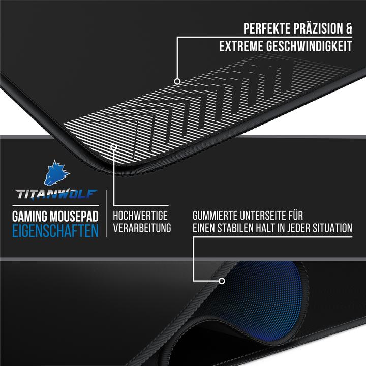 Image du produit Titanwolf Gaming Mauspad, 1000 x 500mm XXL Mausmatte, verbessert Präzision & Geschwindigkeit, schwarz (XXL)