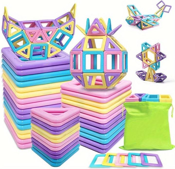 Produktbild Activity Board Macaron Magnetische Bauklötze, Macaron Farbe DIY Magnetische STEM Spielzeug, Lernende Educational