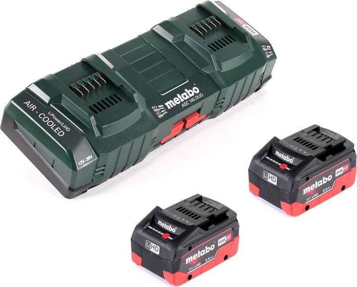 Produktbild Metabo Basis Set mit 2x Akku LIHD 5,5Ah + ASC 145 DUO Doppelladegerät (18 V)