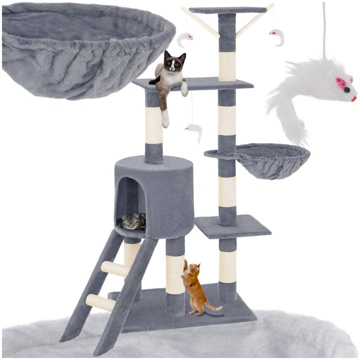 Image du produit tectake Arbre à chat Dominik (144 cm, Gris)