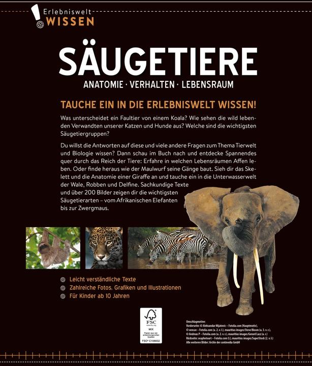 Produktbild Erlebniswelt Wissen Säugetiere (Deutsch, 2022)