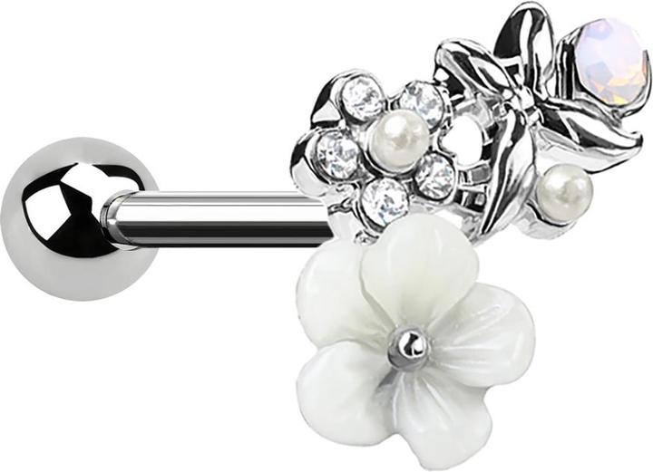Actual product image Star Piercing Micro Barbell silber Schmetterling in Blumenwiese (Surgical steel 316L, Brass)