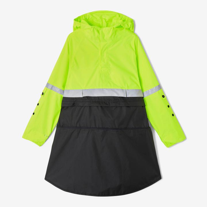 Produktbild Btwin Fahrrad Regenponcho Sichtbarkeit Tag und Nacht Kinder schwarz/neongelb (10, 11, 12)