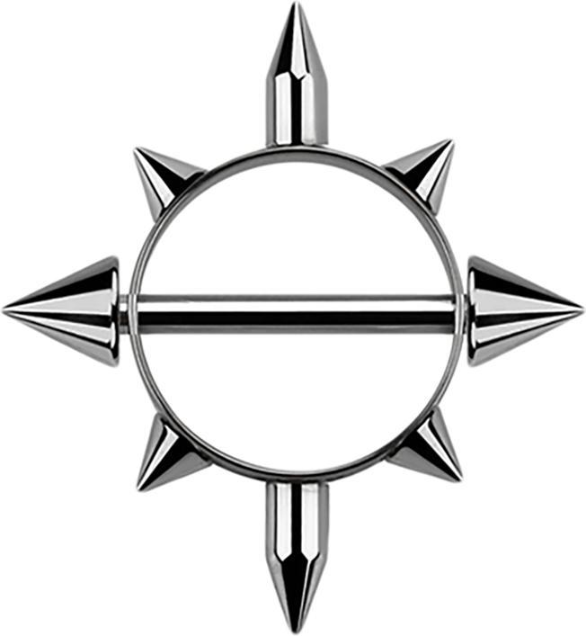 Actual product image Star Piercing Round shield silver with cones (Titanium G23, without brass)