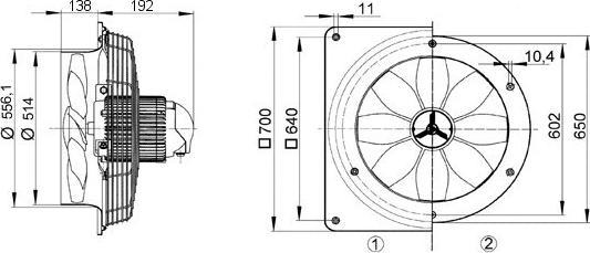 Actual product image Maico MAI DZS 50/6 B Axial wall fan w. steel wall ring, DN500